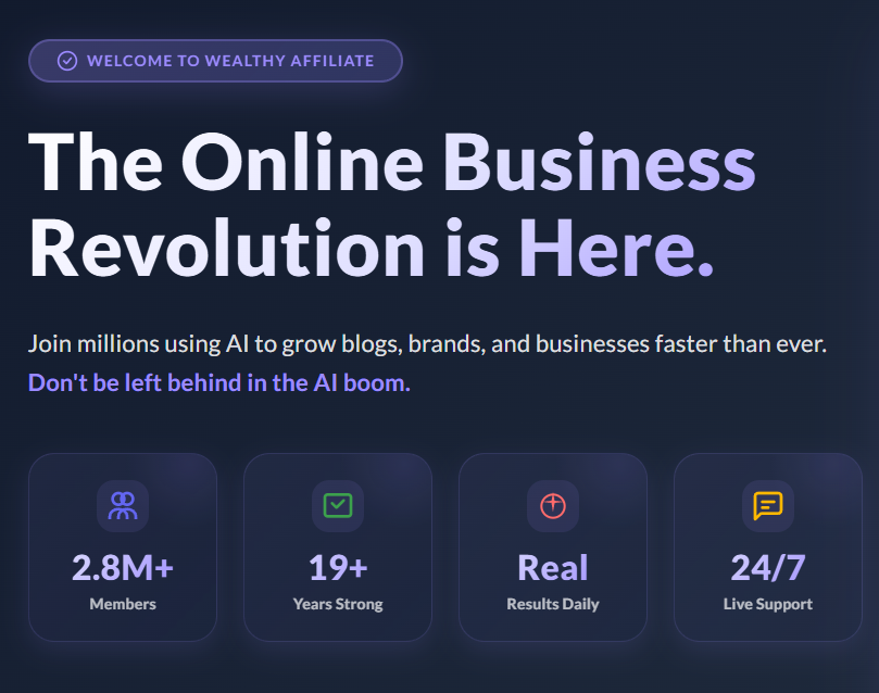 Wealthy Affiliate Home Page