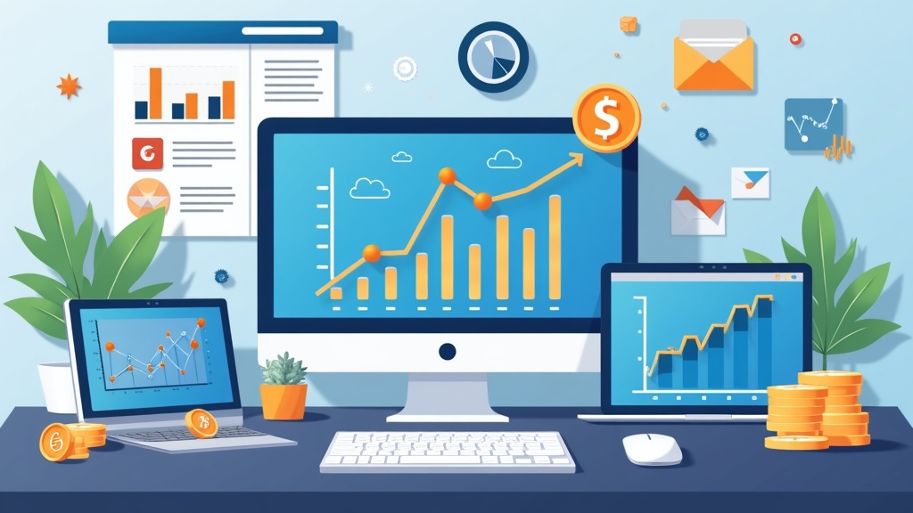 Digital monetization concept with online income elements